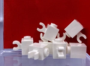 Lote de Piezas de Lego (8) Ct ~ Blanco Modificado 1 x 1 Clip Horizontal Ladrillo No 60476 - Imagen 1 de 1