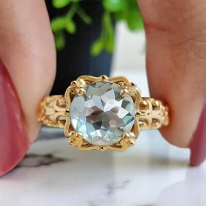 Filigraner Ehering 2,65 ct rund Rosenschliff blauer Moissanit - Bild 1 von 10
