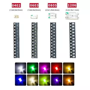 LED 0402 0603 0805 1206 micro mini SMD LEDs 10 20 50 100 Stück und Set AUSWAHL - Bild 1 von 48