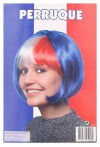 Ladies Wig France Flag Red, White and Blue
