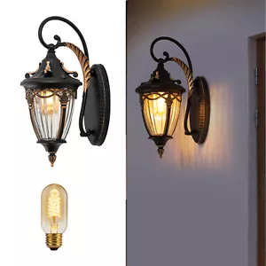 Industriell Metall Glas Wand Lampe Retro Antik Außen Licht Wandleuchte - Bild 1 von 23