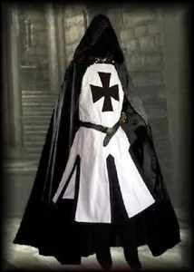 Mittelalter Ritter Tunika Surcoat & Umhang schwarz Templer Renaissance LARP SCA Mantel - Bild 1 von 8