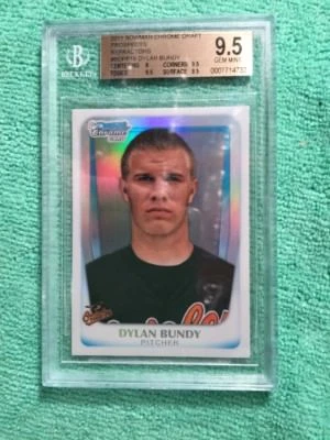 2011 BOWMAN CHROME BASEBALL RC REFRACTOR DYLAN BUNDY  BGS 9.5 GEM MINT - Image 1 of 4