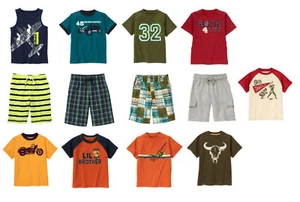 Gymboree Boys Motorcycle, Planes, Beach, Baseball Shirts Plaid Shorts Size 5 - Picture 1 of 16