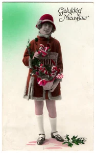 Kleines Mädchen Portrait Mode Hut Art Deco Echtfoto Postkarte 20er Jahre Französisch RPPC - Bild 1 von 2