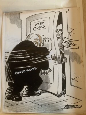 Dibujo político original de Jerry Costello “¡Ay, pobre Yorick!” Jrushchov Stalin Foto 1 de 4