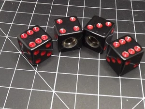 NEW Dice Valve Caps Stem Caps VW Rat Rod Ratrod Car Truck SUV Black & Red - Picture 1 of 2
