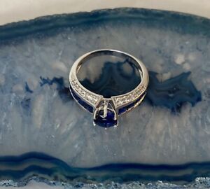 Blue Sapphire Zircon- 925 Sterling Silver Ring Size 4.5