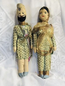Pareja de muñecas disfraces musulmanas de Oriente Medio vintage pintadas en la cara - Imagen 1 de 18