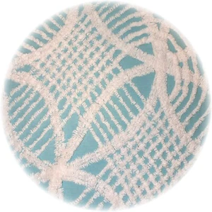 Colcha de chenilla vintage tela cuarto de grasa 18x24 aguamarina blanco doble anillo de boda - Imagen 1 de 5