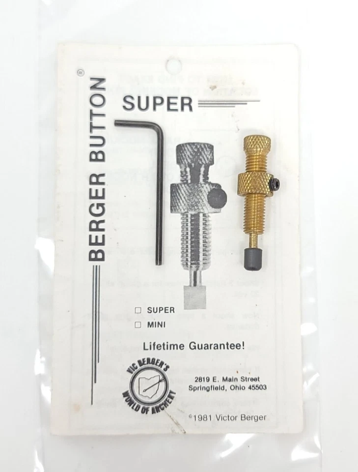 Botón Super Berger ~ Tiro con arco Browning ~ Nuevo de Lote Antiguo  Foto 1 de 1