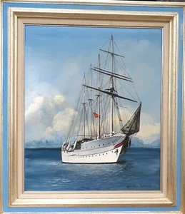 Hugh Bullock Sr original oil painting  "Sailboat" 27 by 31" - Picture 1 of 5