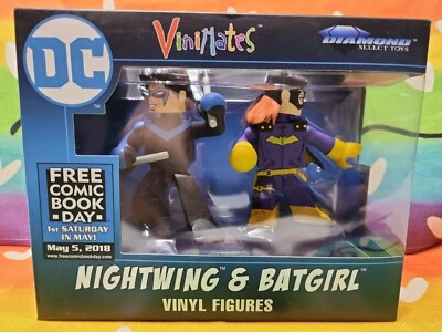 Juego de figuras de vinilo Nightwing & Batgirl Vinimates edición FCBD 2018 sellado 5 de mayo Foto 1 de 4