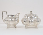800 STERLING SILVER AMD BAROQUE STYLE SUGAR BOWL & CREAMER 381.47 GRAMS