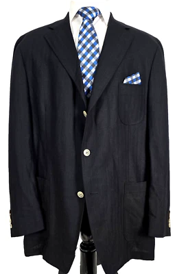 Blazer Abrigo Deportivo de Lana Samuelsohn Negro Espiga 3 Botones, 46 Largo Foto 1 de 4