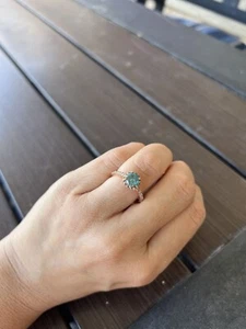 Elegante anillo de diamantes azules intensos de oro rosa con diamantes naturales talla 7 - Imagen 1 de 3