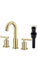 FORIOUS 2 Handle 8 Inch Brass Bathroom Sink Faucet 3 Hole Widespread With Valve