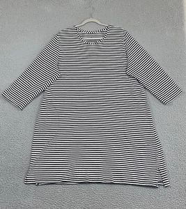 GUDRUN SJODEN Dress XL 100% Organic Cotton Black Striped Pockets Coastal Cottage - Picture 1 of 16