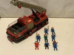 Playmobil Geobra 1981 Fire Truck w/ Extension Ladder & 1974 Figures - Picture 1 of 22