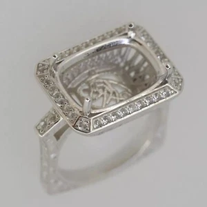 Semi Mount Anniversary Cocktail Cushion 16x12MM Ring Size 7 925 Sterling Silver - Picture 1 of 7