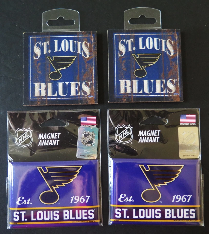 FOUR (4) ST LOUIS BLUES REFRIGERATOR MAGNETS FROM WINCRAFT - Image 1 of 1