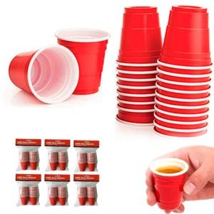 120ct Mini Red Cups 2oz Plastic Disposable Shot Glasses Party Shooter - Picture 1 of 1