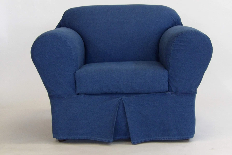 Classic Slipcovers 2 Piece Washed Chair slipcover, Denim Blue - Image 1 of 1