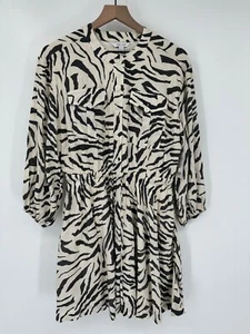 Nine West Dress Women Medium Zebra Print Elastic Waist Long Sleeve Pockets - Picture 1 of 10