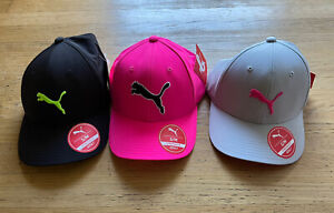 PUMA Stretch Fit Adult Golf Hat Size S/M Bundle Lot of 3 NWT Black, Pink, Gray