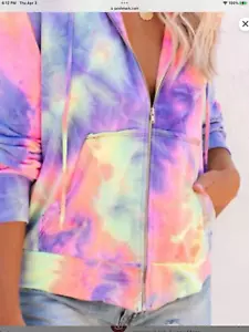 Women’s Tie Dye Zip Closure Hoodie NWT - Picture 1 of 5