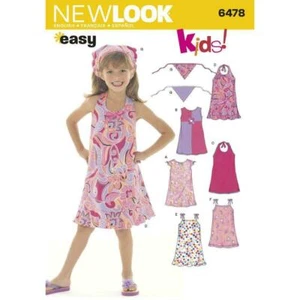 NEW LOOK Schnittmuster 6478 Mädchen Kinder Kleid, Kopftuch 3-8 Jahre - Bild 1 von 2