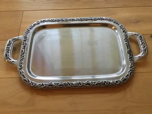 WMF Tablett Servierplatte Deko eckig Griffe Cromargan Barockstil Vintage Silber - Bild 1 von 10