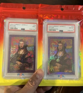 2023 Currency Bitcoin Iced Foil PSA 9 & Rainbow Holo PSA 8 (Mona Lisa) Series 2 - Picture 1 of 5
