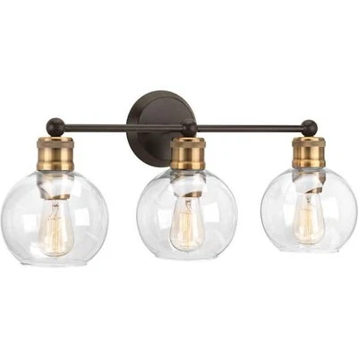 Hansford Collection 3-Light Antique Bronze Coastal Clear Glass Bath Vanity Light - Image 1 of 4