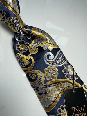 NUEVO CON ETIQUETAS VERSO 9 MULTICOLOR ESTILO PAISLEY ESTAMPADO SEDA DISEÑOS CORBATA Y PAÑUELO Foto 1 de 4