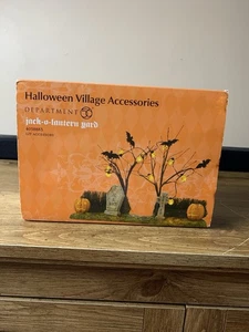 Dept 56 Halloween Jack O Lanterna Cortile 4038883 Anteriore Zucca Luci Lapidi - Foto 1 di 14