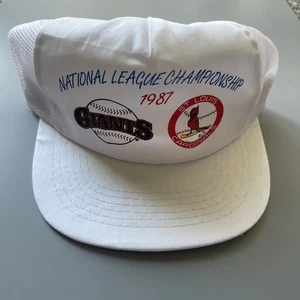 1987 National League Champs Cardinals Vs Giants Snapback 80s Trucker Hat NEW - Picture 1 of 5
