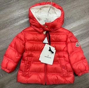 12-18 Monate Moncler Childe Logo Giubbotto rot gefütterte Daunenjacke Mantel - Bild 1 von 15