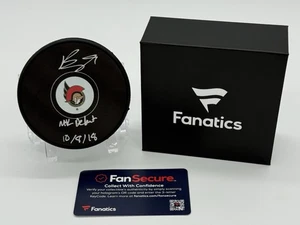 Brady Tkachuk Signed Autographed NHL Debut Puck w/ Fanatics Holo COA - Picture 1 of 5