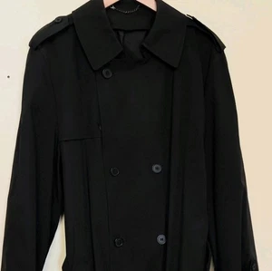 Vtg Newport Harbor Trench Coat Black Collar Belted Double Breasted, Size XL READ - Picture 1 of 21