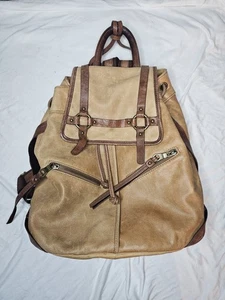 Lucky Brand hellbraun Leder Rucksack Druckknopfverschluss Tasche Handtasche Outdoor Wandern - Bild 1 von 12