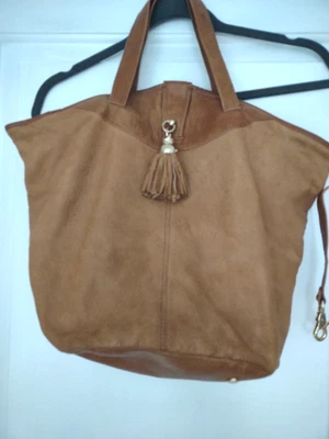 Zac Posen L Spoke  Soft Brown Leather Hobo Style Tote Purse  Tassel Y2K - Image 1 of 4