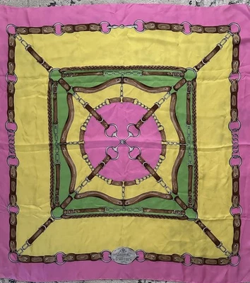 "Bufanda de seda ecuestre de seda fina Ralph Lauren Collection 35"" cuadrada difícil de encontrar" Foto 1 de 4