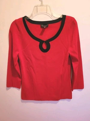 Suéter Spense Mediano Para Mujer Rojo y Negro Ojo de Cerradura Apertura Mangas 3/4 Foto 1 de 2