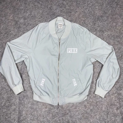 РОЗОВЫЙ Victorias Secret Bomber куртка женщин XS серый легкий Anorak молнии * недостаток - Изображение 1 из 4