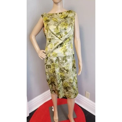 50-е винтажное шелковое платье Mardi Gras зеленое и серебристое - M - Изображение 1 из 4