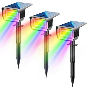 3Pcs Faretti Solari a Led da Esterno 20 LED Multi Colore RGB che Cambia Luci da - Foto 1 di 7