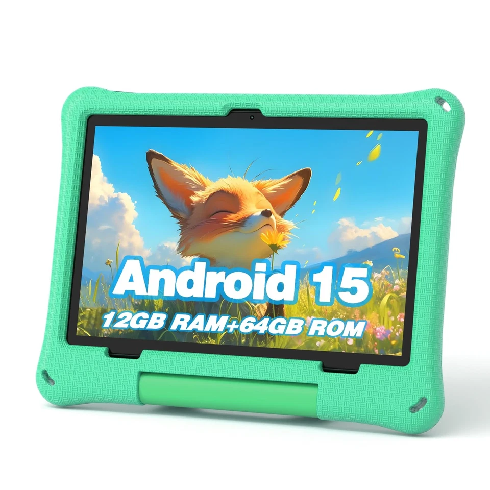 Kids Tablet, 10.1 Inch Android 15 Tablet for Kids, 12GB+64GB, Octa-Core, 6000... - Image 1 of 4