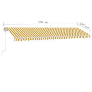 Automatische Markise mit LED & Windsensor 600x300 cm Gelb/Weiß - Bild 1 von 11