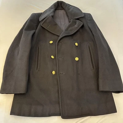 Abrigo de Colección Jacob Reed's Sons Pea Para Hombres Grande Lana Doble Pecho Militar Años 40 Foto 1 de 4